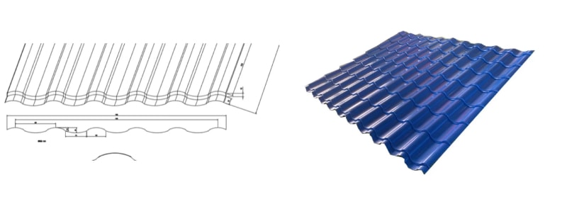 Glazed tile roofing sheet profile drawings and product