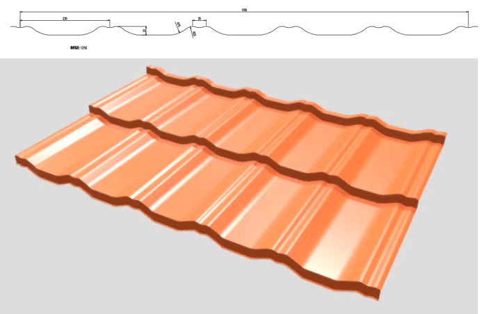 drawing profile of glazed tile roofing sheet machine