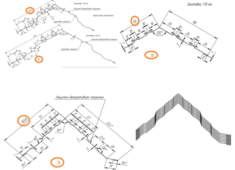 drawing profile of the Ridge Cap Roofing sheets