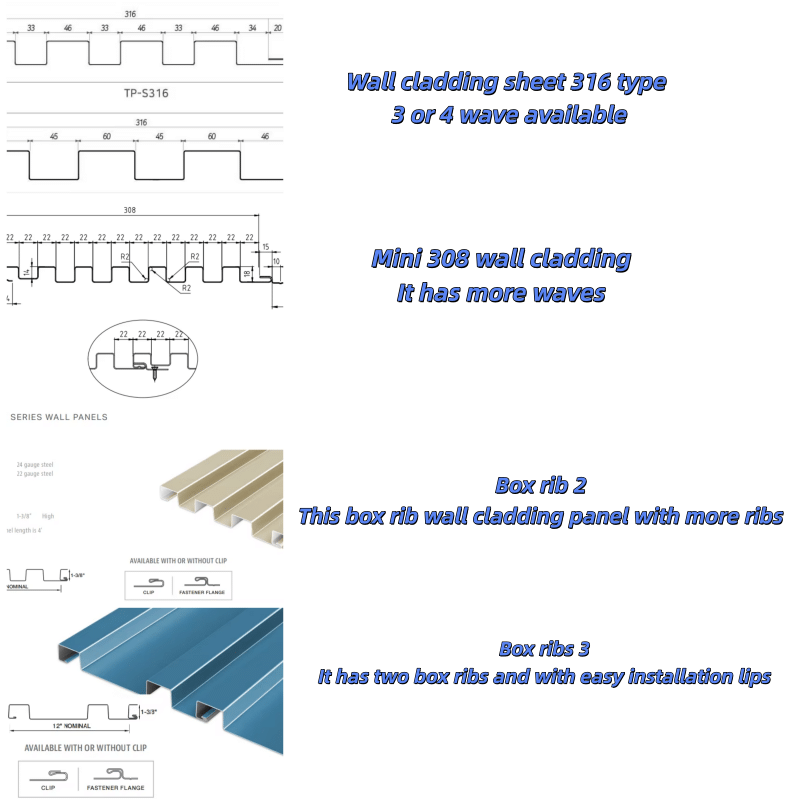Drawing profiles of the Metal Wall Panel Cladding Rolling Forming Machine